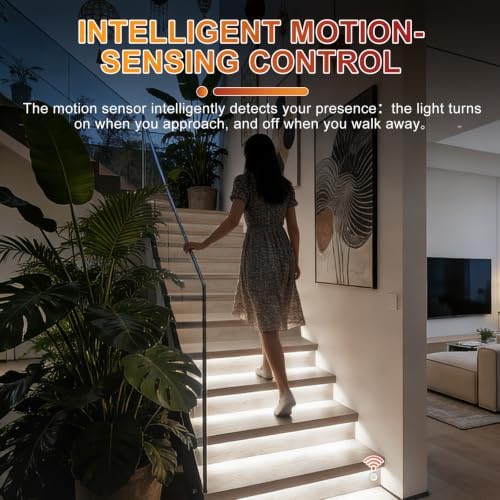Smart Motion Sensor Stair Lights,16 Step COB Strip Kit with App Remote - Image 2