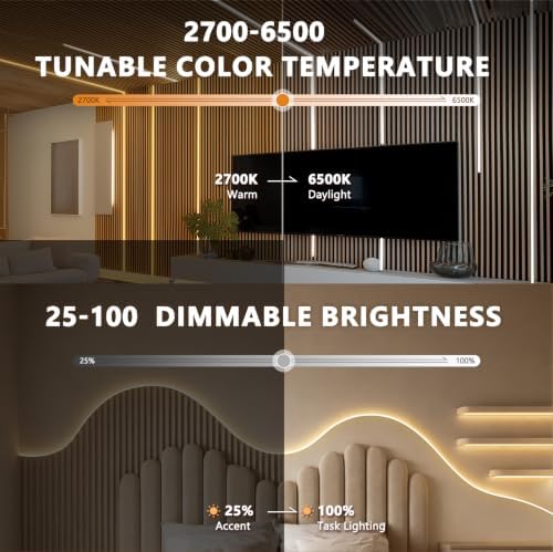 VST 16.4ft 24V Smart Silicone LED Strip Lights Wood Slat Wall Recessed - Image 4