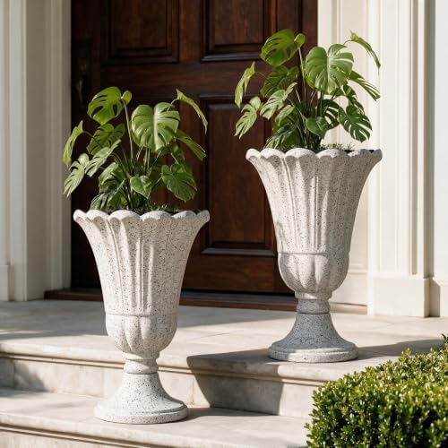 NicBex 24" Tall Urn Planters for Outdoor Plants Set of 2 - Grey Petal by NicBex