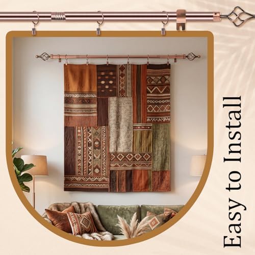 Marsui Quilt Hanger for Wall Display, Spiral Cap Tapestry Rod 32"-79",Brass - Image 4