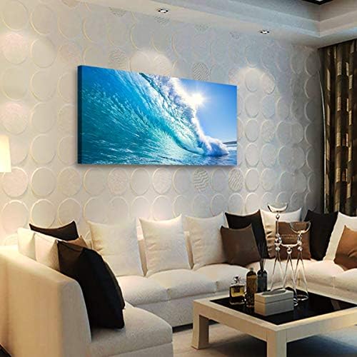 Haichuang Decor Art Framed Ocean Wave Wall Art, 48x24 Inch Large Horizontal Turquoise Sea Canvas Prints, Coastal Beach Nautical Wall Decor for Living Room Bedroom Bathroom Ready to Hang - Image 3