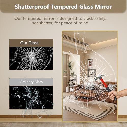 Mirrorons 56"x18" Gold Full Length Mirror, Large Floor Mirror with Stand - Image 5
