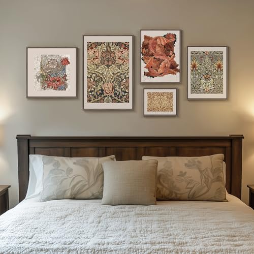Large Framed William Morris Vintage Wall Art for Living Room, 5 Piece - Image 4