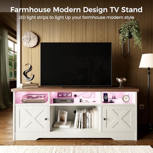 Casaottima TV Stand for 65 Inch TV, Entertainment Center, White - Image 2