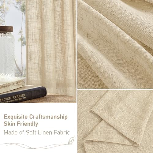 LAMIT Cafe Linen Curtains for Kitchen Window Over Silk 34 x 24 Inch - Image 6