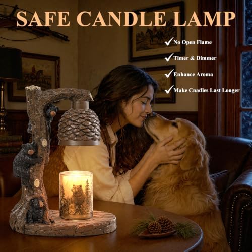 LOKHOM Bear Candle Warmer Lamp with Timer, Dimmable Candle Lamp Home Decor - Image 3