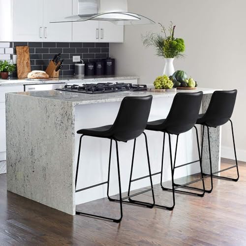 Waleaf 26 Inch Counter Height Bar Stools Set of 4, Faux Leather Bar Chairs - Image 6