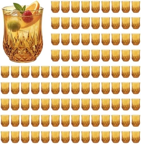 100 Pack Plastic Stemless Wine Glasses, 12oz Unbreakable Wine Cups by LEYIQU