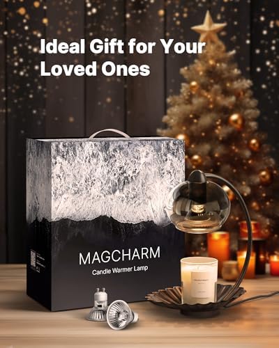 MAGCHARM Candle Warmer Lamp with Timer, Modern Warmer Lamp for Jar Candles, Electric Dimmable Wax Melt with Glass Lampshade & 2 Bulbs, Unique Home Decor House Warming for Women Mom Black - Image 3