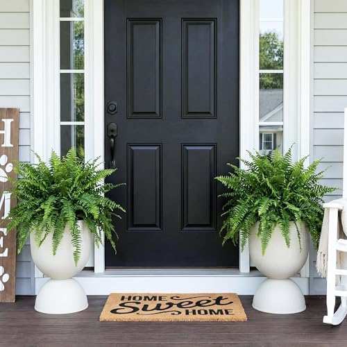 KOL 15 Inch Tall Planters, Beige Plastic Urn Planters, 2 Pack - Image 2
