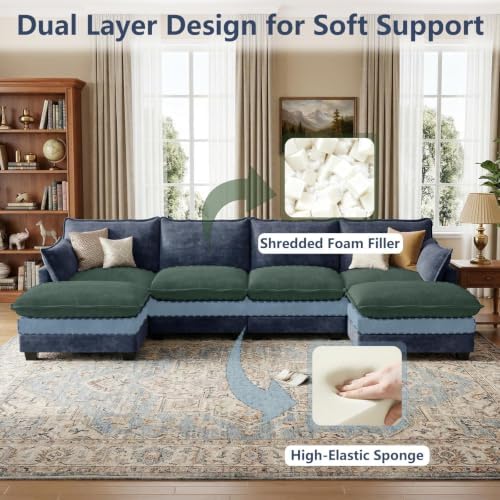 U Shaped Modular Sectional Couch, Comfy Sofa for Living Room - Image 4