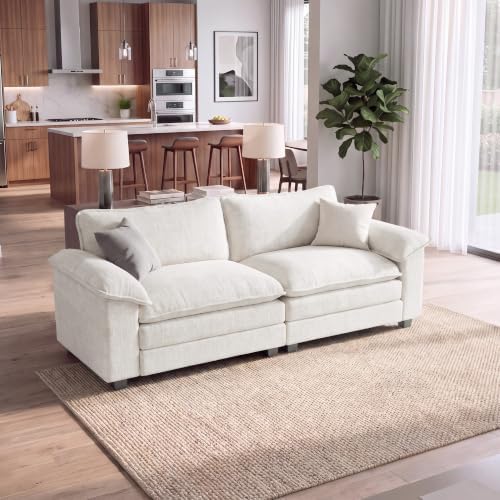 Homall 79.3" Loveseat Sofa, Cloud Sofa Couch, Deep Seat, White by Homall