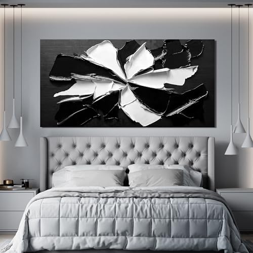Abstract Wall Art Decoration Modern Large Wall Art for Living Room Abstract Canvas Art Wall Decor Minimalist Black and White Wall Art Prints Flowers Artwork for Walls Bedroom Office Decor 24"X48" - Image 6