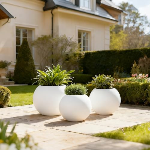 Large Round Planter,Planters for Indoor Plants & Outdoor,Durable Plastic Material Sphere Planter with Drainage Hole & Rubber Plug Weather Resistant,Plant Pot - Image 7