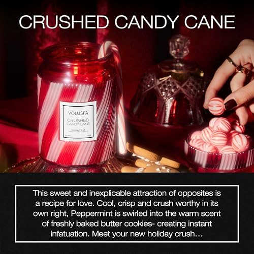 Voluspa Crushed Candy Cane, Large Candle Jar, 18 oz, 100 Hour Burn Time, Coconut Wax for Clean Burning, Handcrafted in the USA - Image 2