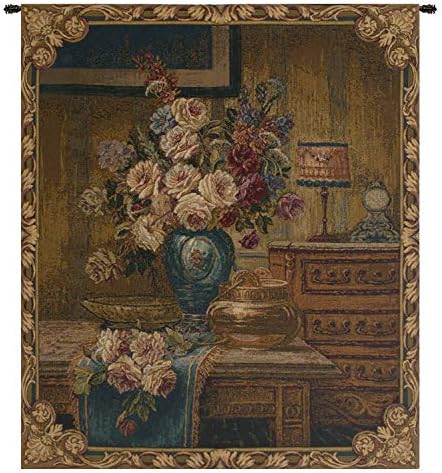 Max Carlier Floral Setting Floral Tapestry Wall Hanging 30 x 26 in by CCharlotteHomeFurnishings