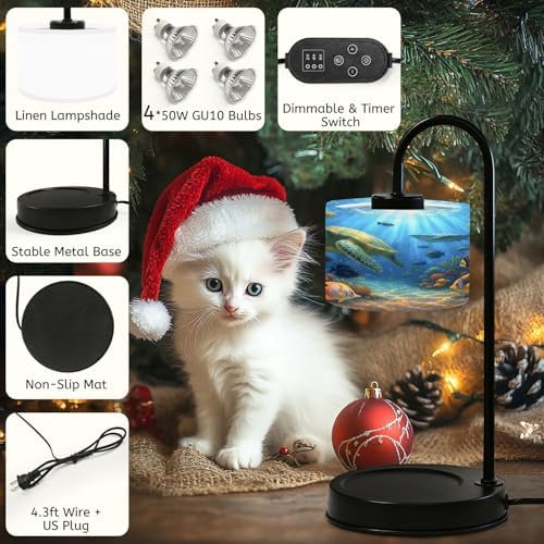 Candle Warmer Lamp with Timer Ocean Water Sea Turtle Coral Fish Underwater Scenery Realistic Dimmable Wax Warmer with 4 Bulbs for Jar Candles Women Birthday Gifts House Warming New Home Decor - Image 5