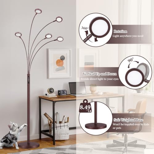 Bairth LED Arc Floor Lamp with Remote,2250LM Dimmable Floor Lamp with Timer - Image 5