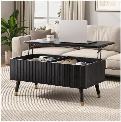 JOINICE 38" Lift Top Coffee Table with Storage for Living Room,Black by Joinice