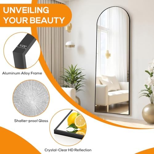 16"x59" Arched Mirror Full Length, Upgraded Body Wall Mirrors - Image 3