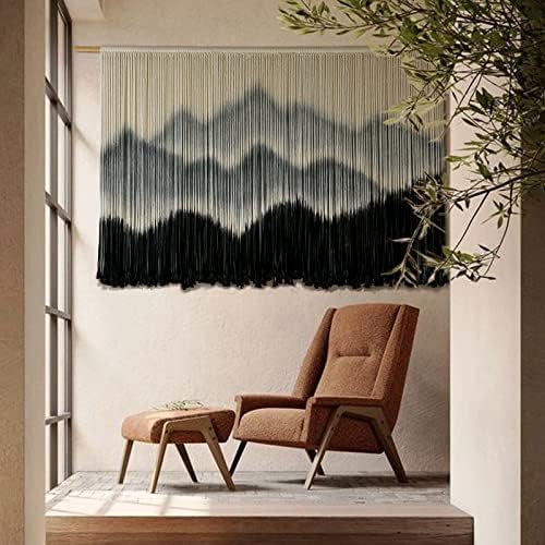 IOWER Macrame Wall Hanging Mountain Dip-Dyed Macrame Wall Decor Large Modern Fiber Art Boho Wall Decor 57" Wx35 L by IOWER