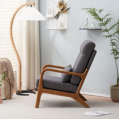 Karl home Accent Chair High Back Mid-Century Modern, Gray - Image 4