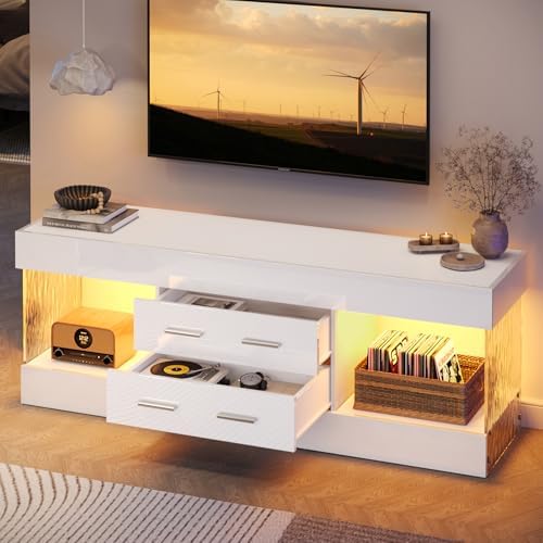 Bestier Modern TV Stand for 65 Inch TV, White Entertainment Center - Image 6