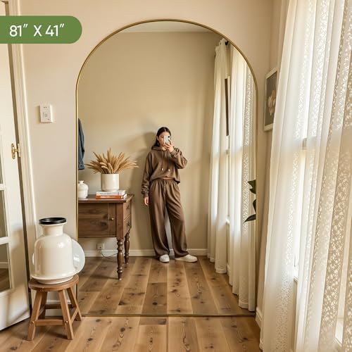 Floor Mirror, 81"x41" Oversized Full Length Mirror with Stand, Gold - Image 3