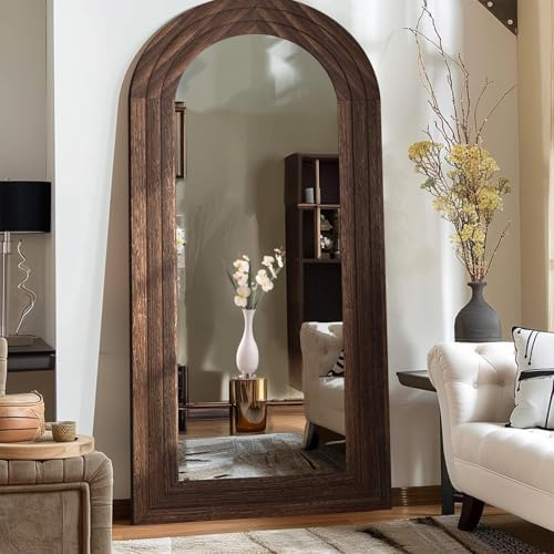 ZHUNFA Arched Full Length Mirror with Solid Wood Frame by ZHUNFA