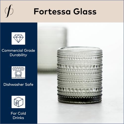 FORTESSA Jupiter Beaded Hobnail Glass Vintage Themed Drinkware Set, 10 Ounce Double Old Fashioned Glass (Set of 6), Dishwasher-Safe, Smoke Gray - Image 3