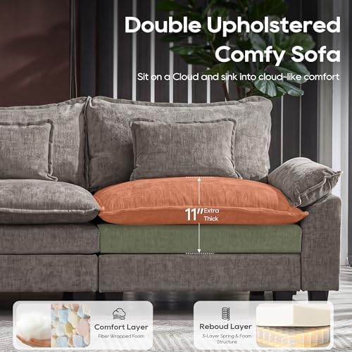 URRED Oversized Modular Sectional Sofa，Gray：157" U Shaped - Image 3