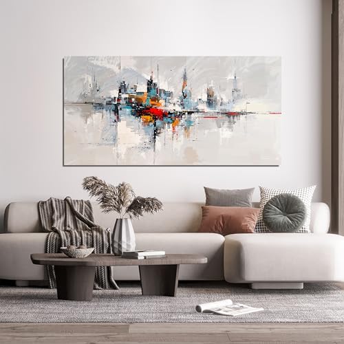 Large Abstract Wall Art Decor Wall Art Pictures for Living Room Abstract Canvas Art Wall Decor Modern Colorful Wall Art Prints Contemporary City Wall Art Decorations Bedroom Office Home Decor 24" X 48" - Image 3