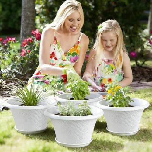 Quarut 12 Inch Pots for Plants,4 Pack Large Flower Pots with Drainage Hole - Image 6