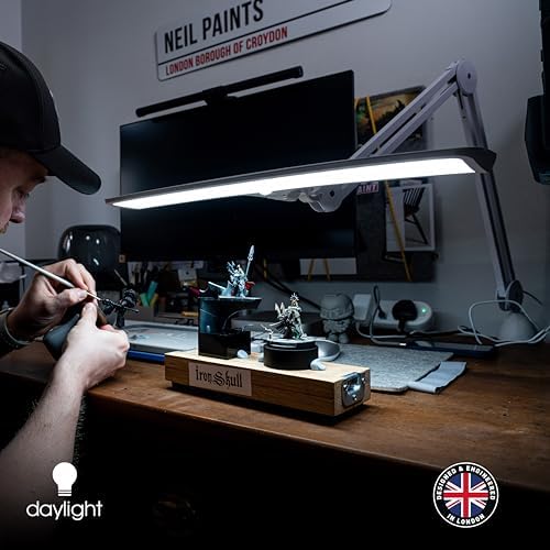 Daylight Company Lumi Task Lamp,+95 CRI, 4000 Lux,Craft Light, Super Bright Desk Lamp, Touch Dimmable, 2 Brightness Levels, Ideal Table Light, Drawing Lamps - Metal - 15 W - Image 5