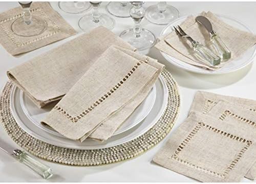 Fennco Styles Toscana Contemporary Plain Linen Blend 20 x 20 Inch Cloth Napkins for Dinner Table, Picnic Table, Parties, Wedding Decorations, Natural, Set of 4 - Image 4