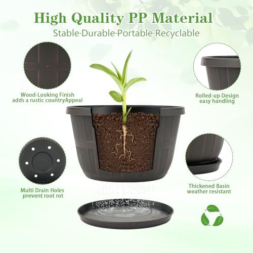 Quarut Plant Planters Pots Set of 4 Pack 16 Inch，Large Plastic Flower Pot - Image 2