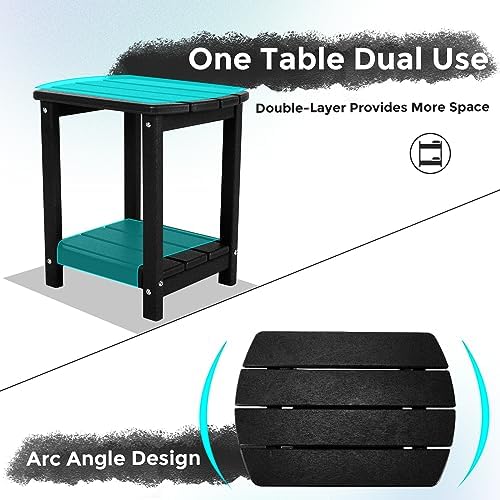 Adirondack Square Outdoor Side Table,2-Tier Storage Patio Side Table, HDPE End Tables for Backyard Pool Porch Garden Lawn - Image 5