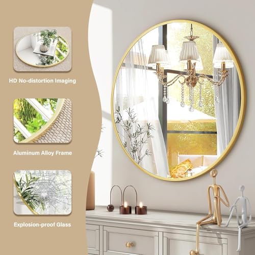 HARRITPURE Round Mirror 36 Gold Wall Mounted Circle Mirrors - Image 3