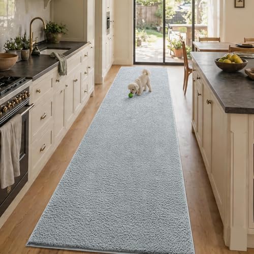 2x10 Light Grey Solid Runner Rug Washable Non-Slip for Kitchen Hallway by Unknown