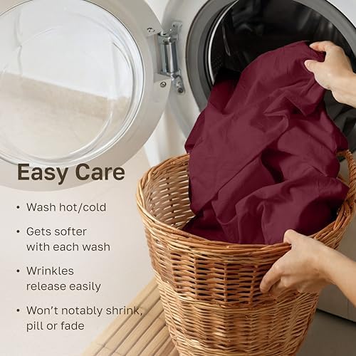 California Design Den 100% Cotton Sateen Queen Bed Sheets Set,Burgundy Red - Image 6