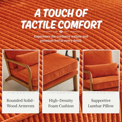 Karl home Mid-Century Modern Accent Reading Chair, Orange - Image 5