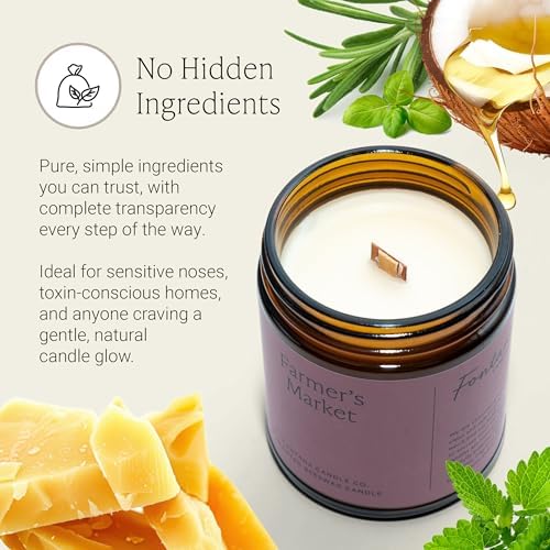 Fontana Candle Co Wood Wick Beeswax Candle, Farmer's Market - Image 6