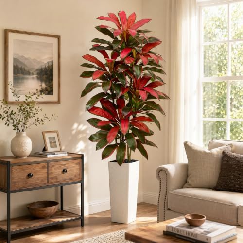Artificial Red Dracaena Tree 7FT, Large Fake Plants Indoor by FSOHOI