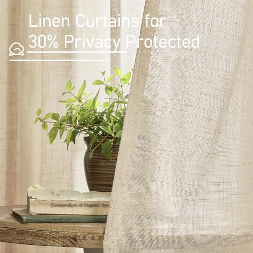 LAMIT Cafe Linen Curtains for Kitchen Window Over Silk 34 x 24 Inch - Image 5