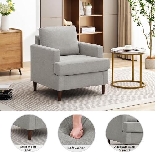 Weture Mid-Century Accent Chair, Light Grey Armchair Living Room Chairs - Image 4