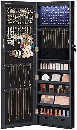 SONGMICS 6 LEDs Mirror Jewelry Cabinet, 47.2-Inch Tall, Lockable by SONGMICSbySONGMICSHOME