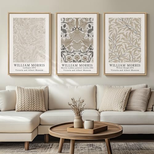 Large Framed Vintage William Morris Wall Art for Living Room, 24x36 In by Cuspin