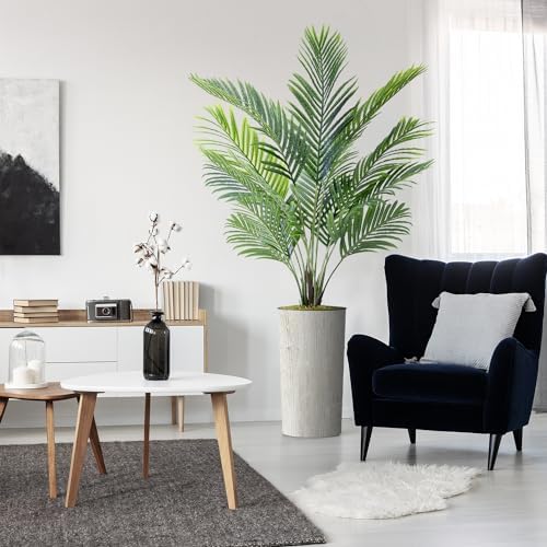 Artificial Tree in Modern Swirl Pattern Planter, Fake Areca Tropical Palm Silk Tree for Indoor and Outdoor Home Decoration - 66" Overall Tall (Plant Pot Plus Tree) by SIGNWIN