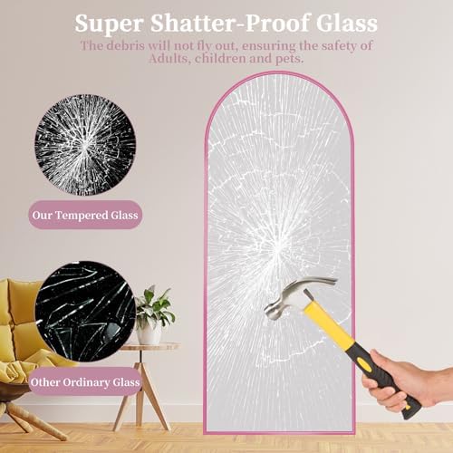 58"x19" Arched Full Length Mirror with Stand,Full Body Floor Mirror - Image 4