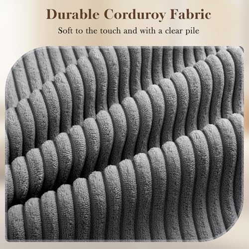 Vesgantti 38.5" Accent Chair Dark Gray, Comfy Corduroy Single Sofa Seat with Spring Cushion, Upholstered Armchair with Deep Seat, Reading Chair for Adults, Modern Sofa for Living Room, Bedroom - Image 5